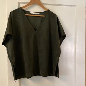 Marie Oliver Olive Faux Suede Vest